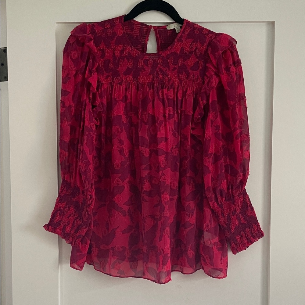 Joie Red Sheer Red Floral Blouse